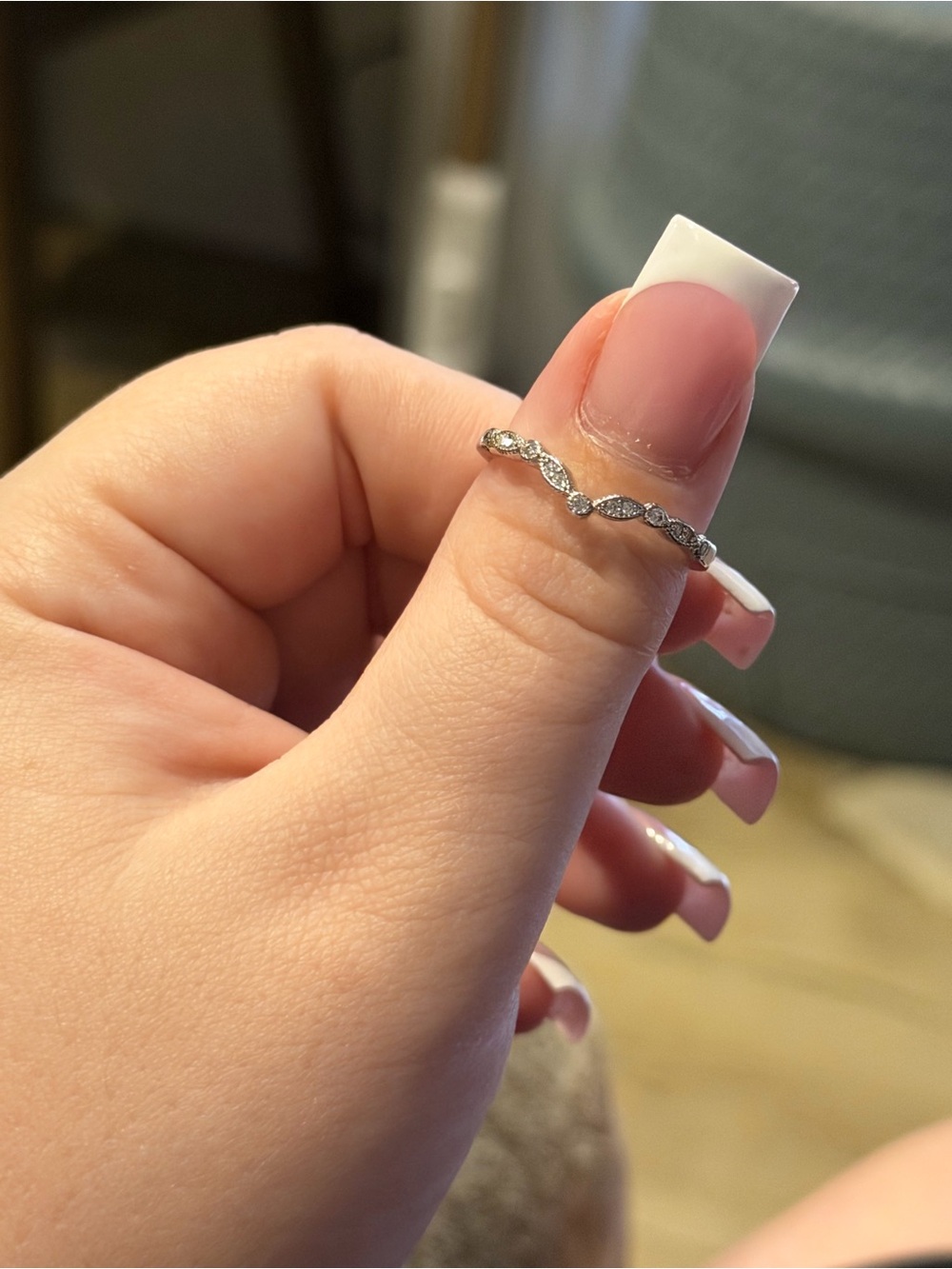Modern Gents - The Adeline -Silver Chevron CZ Accent Band Ring